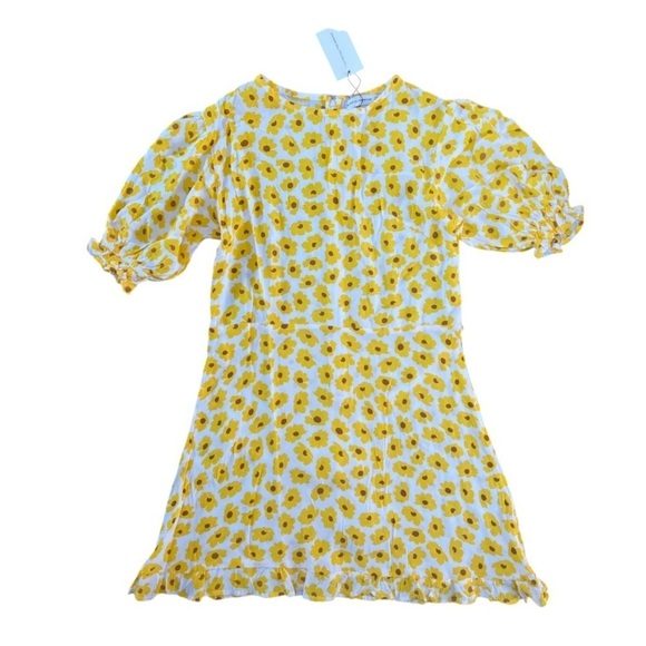 Faithfull the Brand Florence Mini Dress Constance Floral Marigold Print Sz 6 - Picture 4 of 16